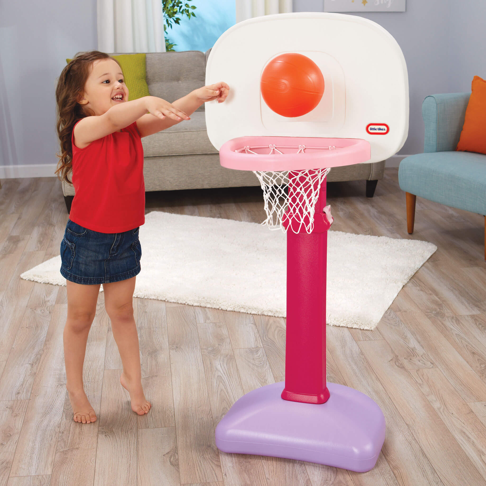 TotSports Easy Score Pink Basketball Set with 3 Basketballs