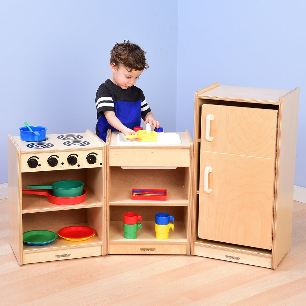 Safe-Play Eco-Friendly Toddler Toy Kitchen | 3 Piece Set