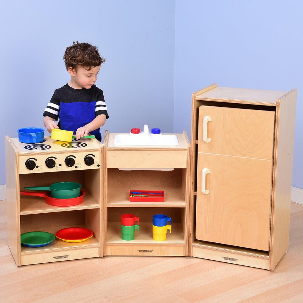 Safe-Play Eco-Friendly Toddler Toy Kitchen | 3 Piece Set